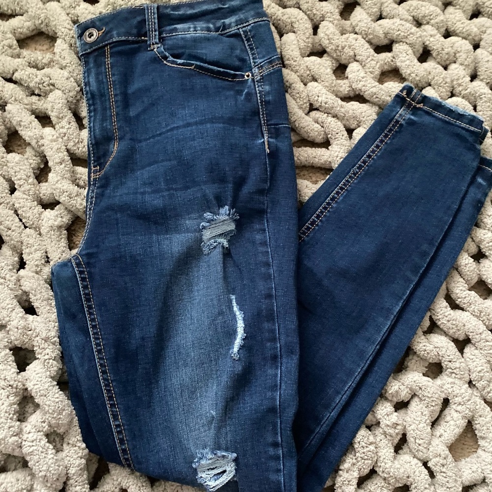 Medium dark ripped skinny jeans